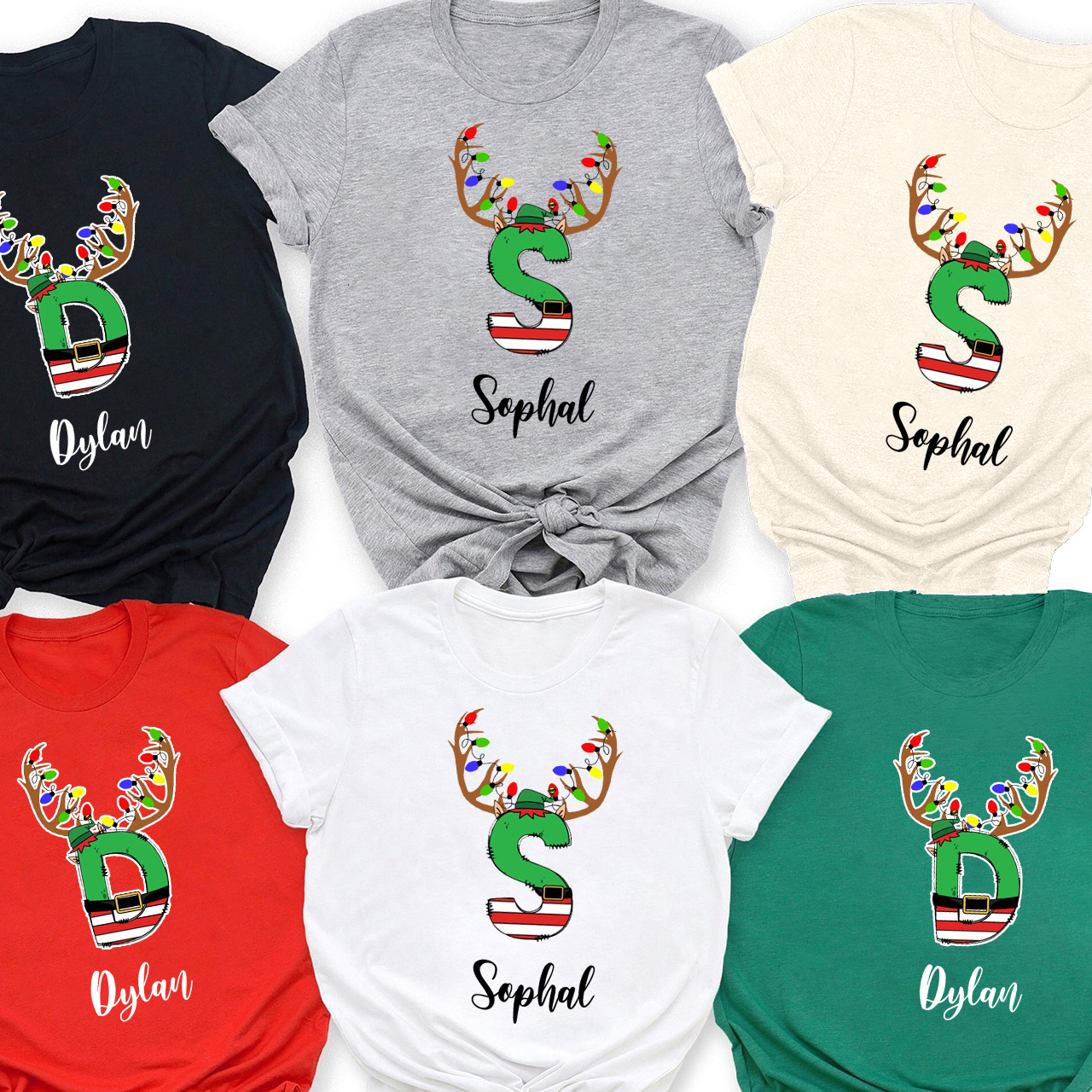 Christmas Elf Doodle Name Family Matching Shirt