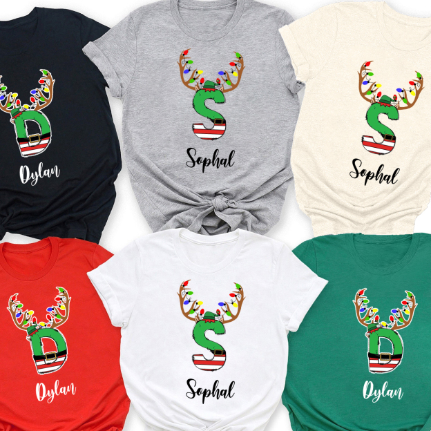 Christmas Elf Doodle Name Family Matching Shirt