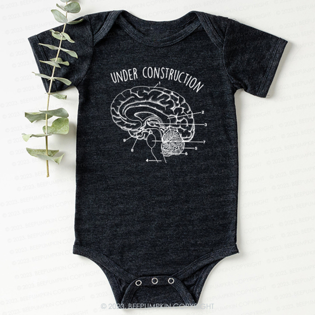 Under Construction Brain Diagram Bodysuit For Baby