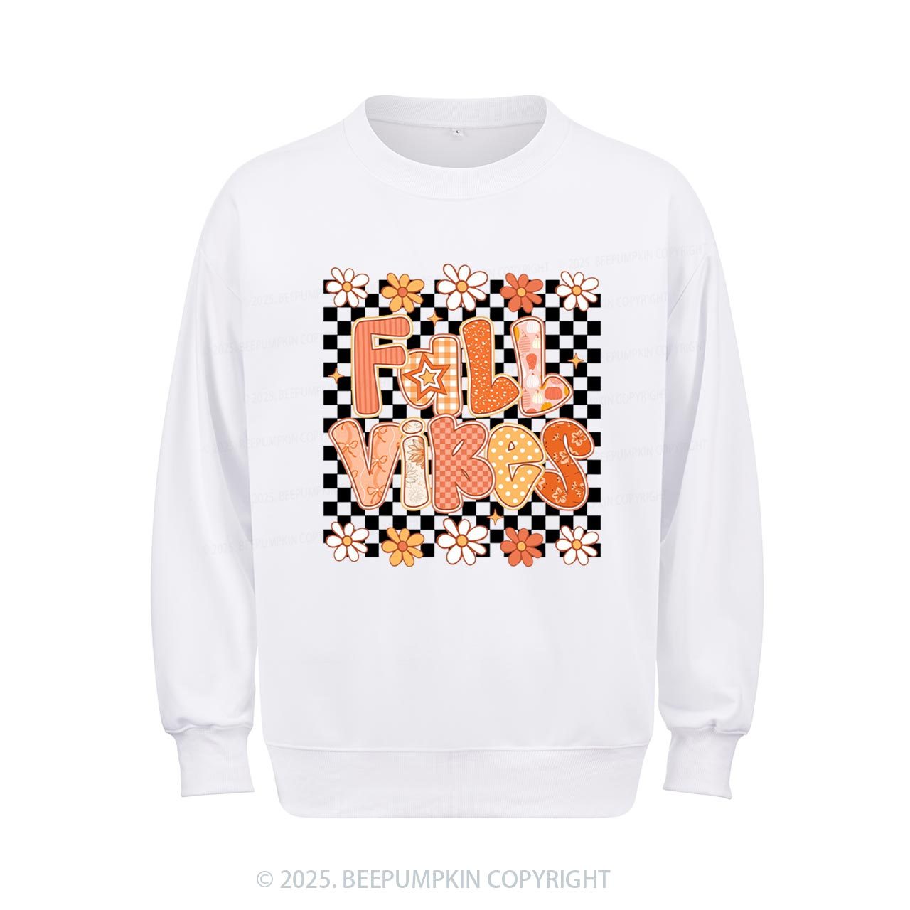 Floral Fall Checkered Sweatshirt Beepumpkin
