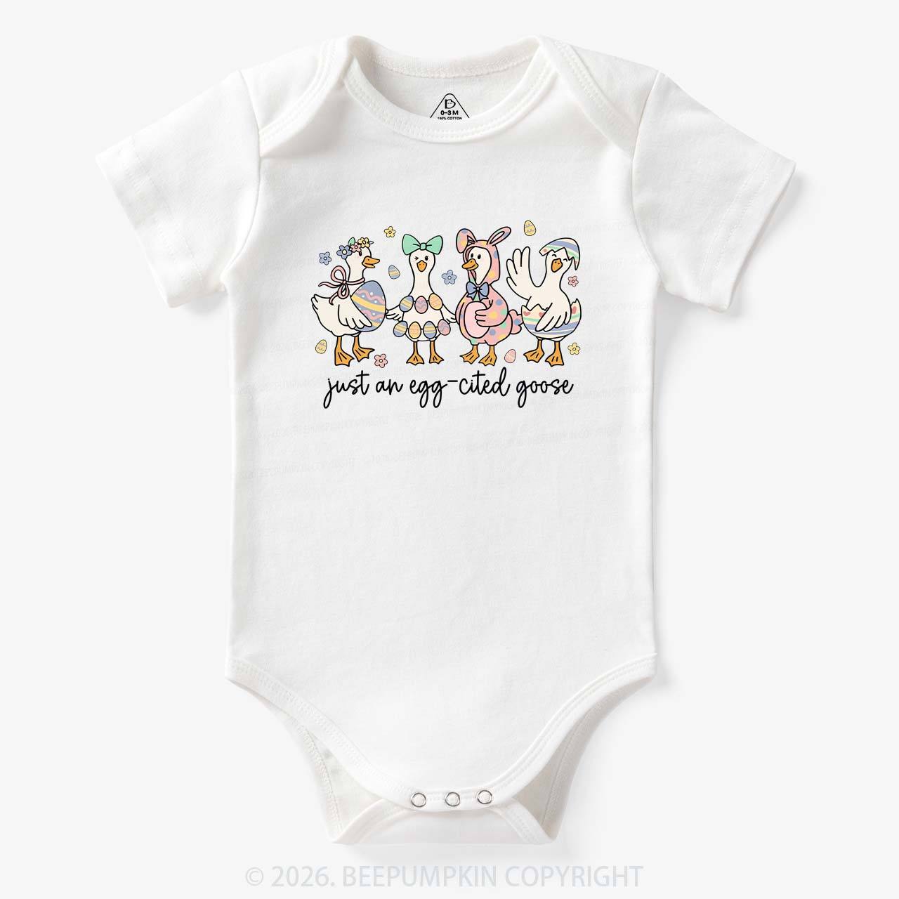 Just an Egg-cited Goose Happy Easter Baby Bodysuit