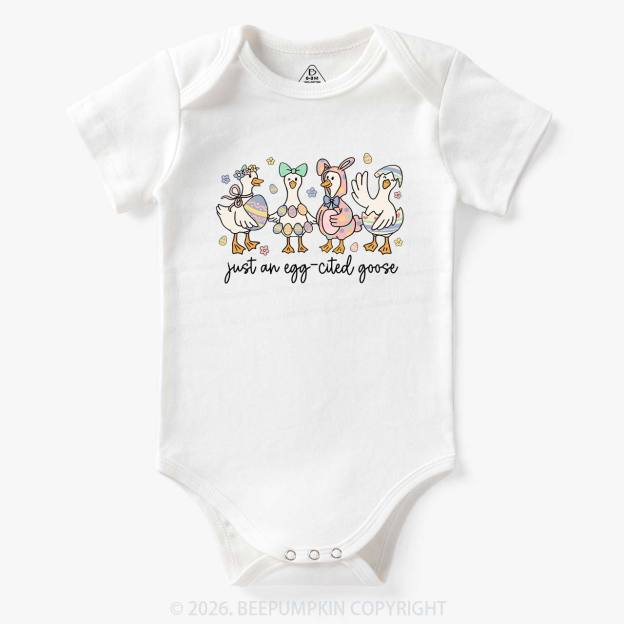 Just an Egg-cited Goose Happy Easter Baby Bodysuit