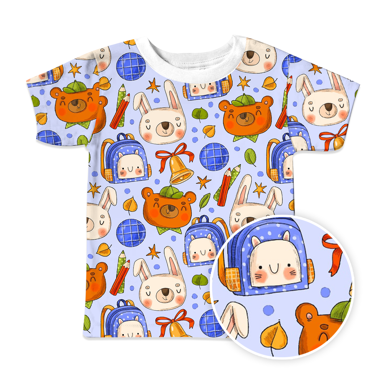 Little Bear And Rabbit Classmates All Over Print Kids Tees