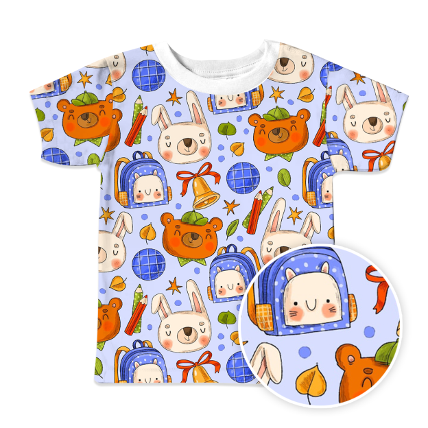Little Bear And Rabbit Classmates All Over Print Kids Tees