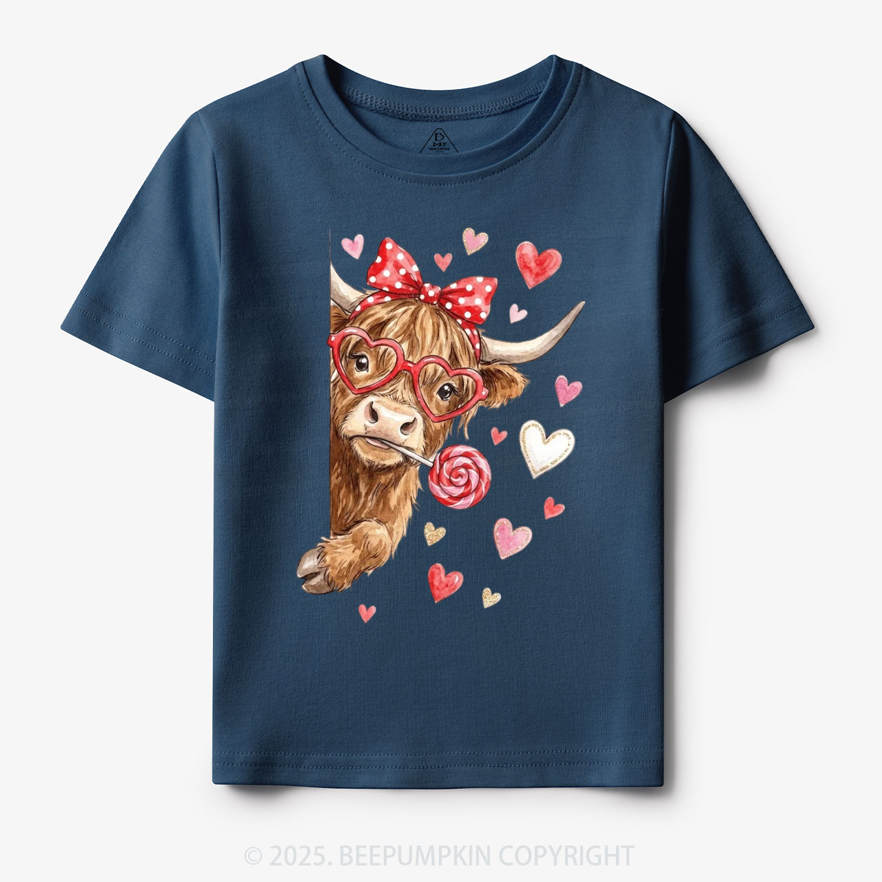 Valentine Highland Cow Toddler&Kid's Tees Beepumpkin