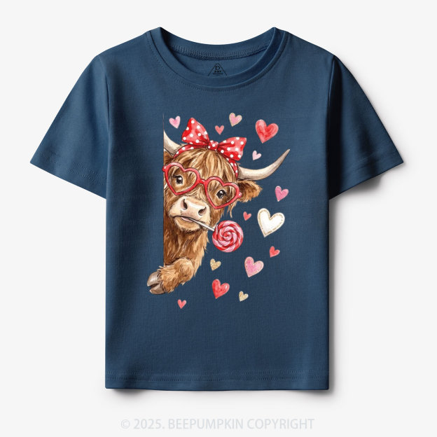 Valentine Highland Cow Toddler&Kid's Tees Beepumpkin