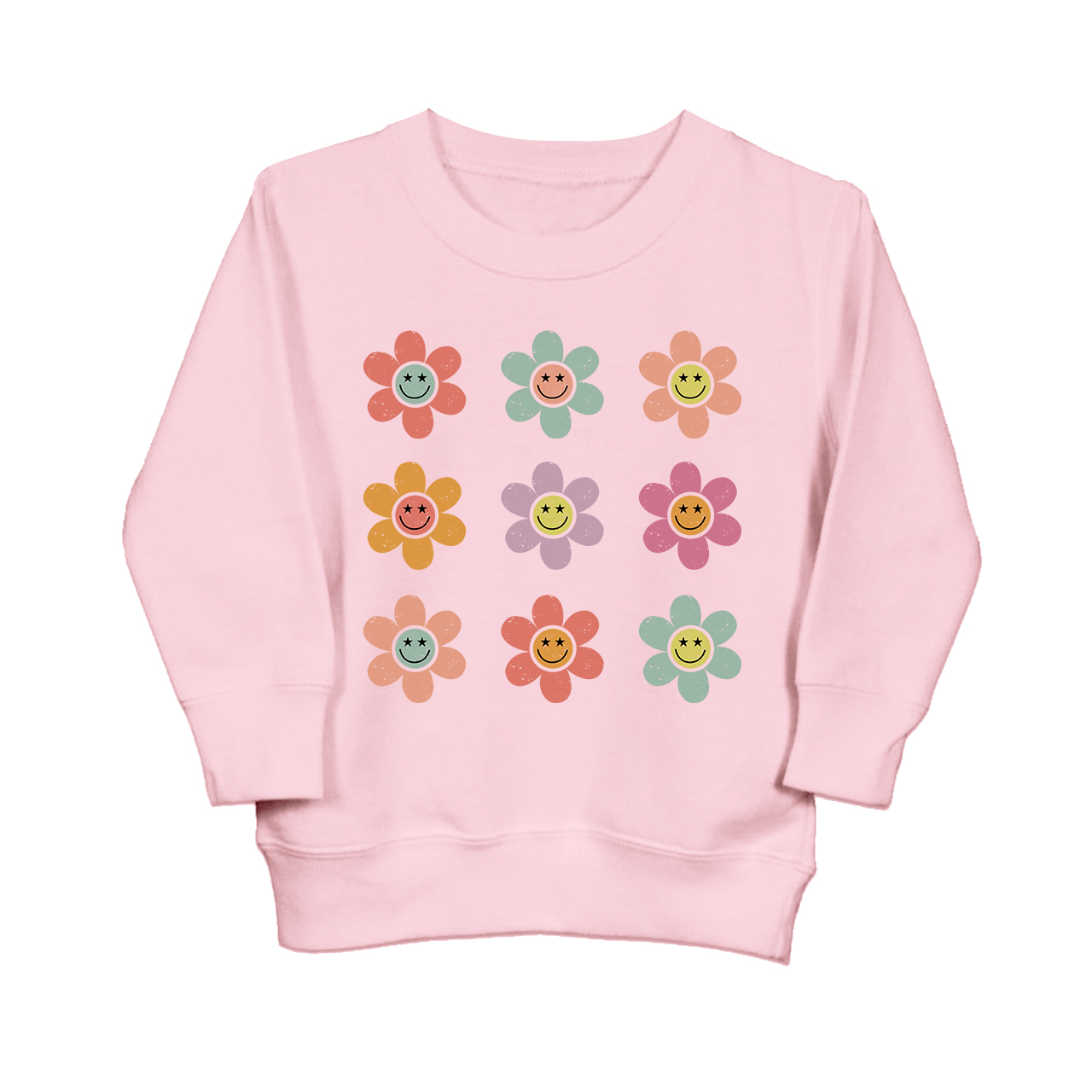 Happy Face Flowers Summer Kids Sweatshirt