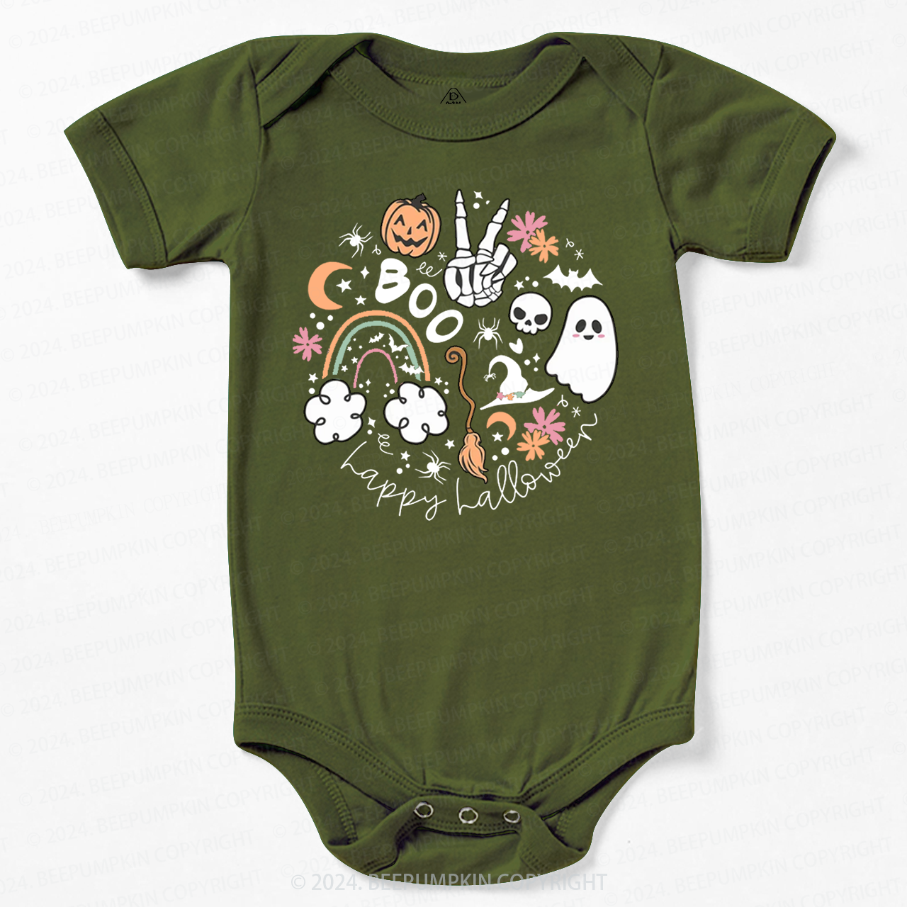 Happy Halloween Boo Groovy Skeleton Bodysuit For Baby