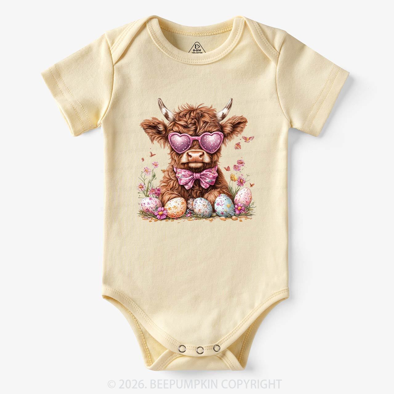 Easter Day Highland Cow Bodysuit