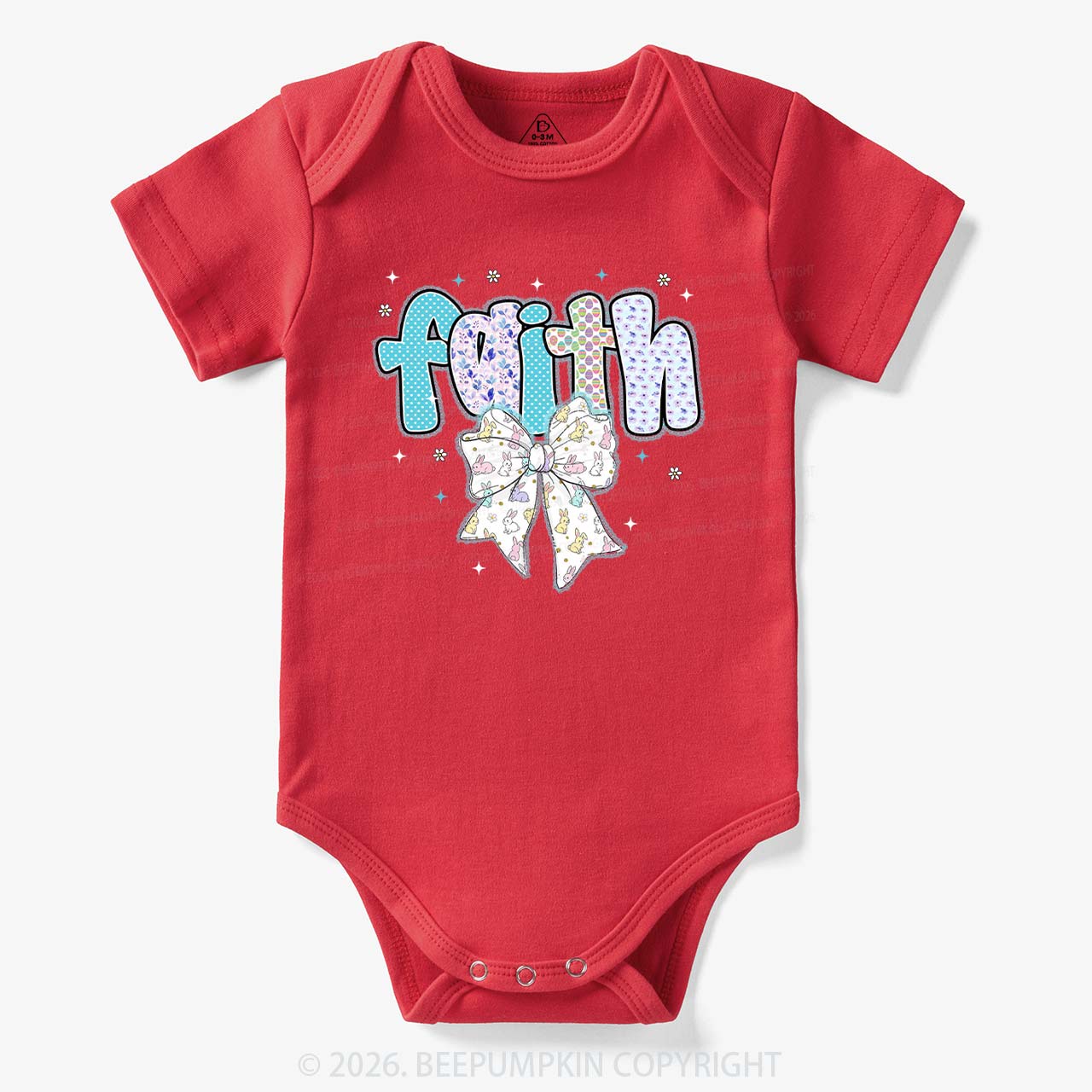 Blooming Faith Bunny Bow Baby Bodysuit