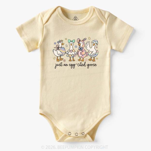 Just an Egg-cited Goose Happy Easter Baby Bodysuit