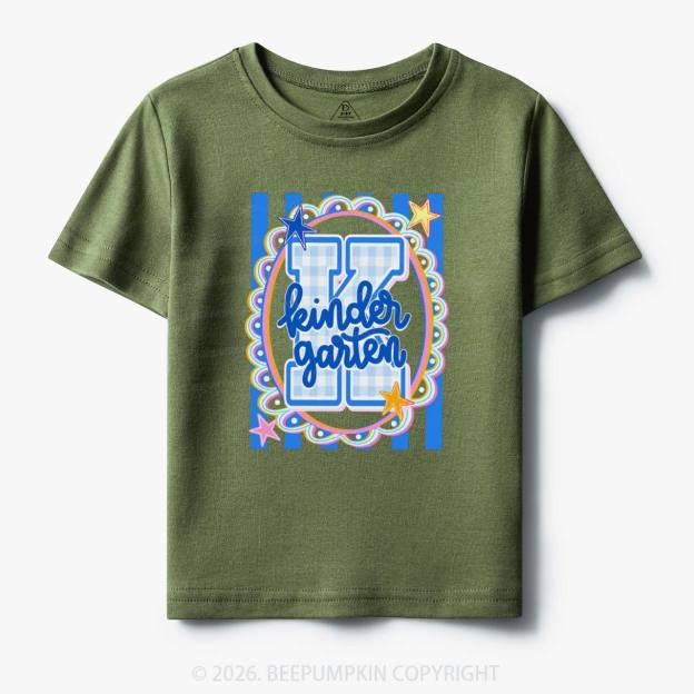 Preppy Blue Gingham Pre-K To Fourth Grade Toddler&Kid's Tees