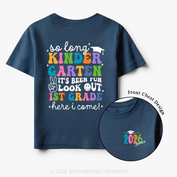 Personalized Name So Long Kindergarten Hello 1st Grade Toddler&Kid's Tees