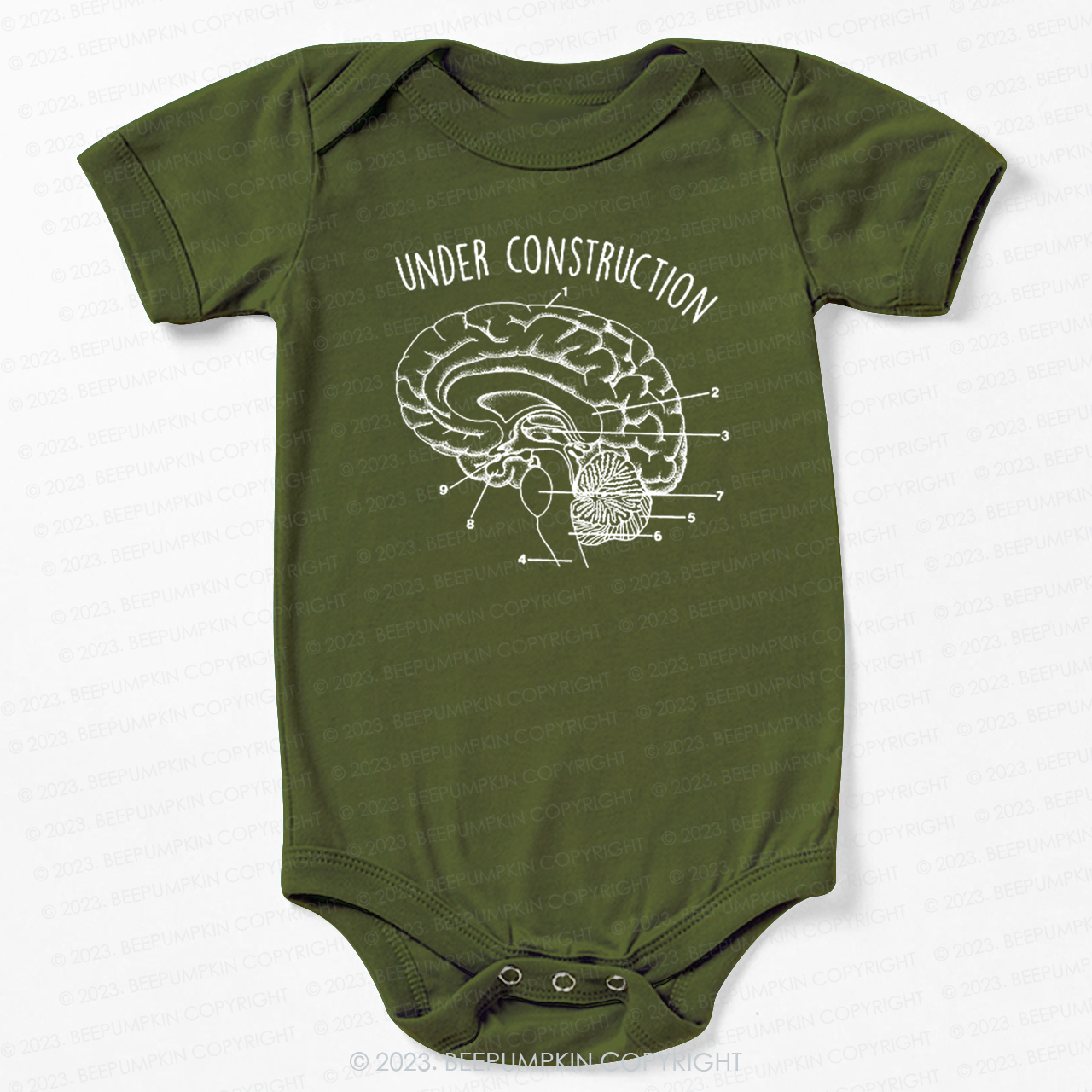Under Construction Brain Diagram Bodysuit For Baby