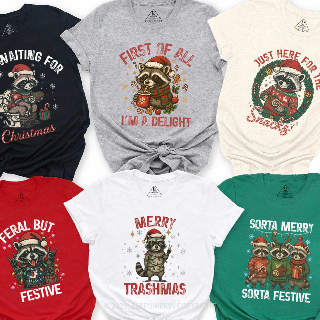 Personalized Christmas Raccoon Family Matching T-Shirts Beepumpkin
