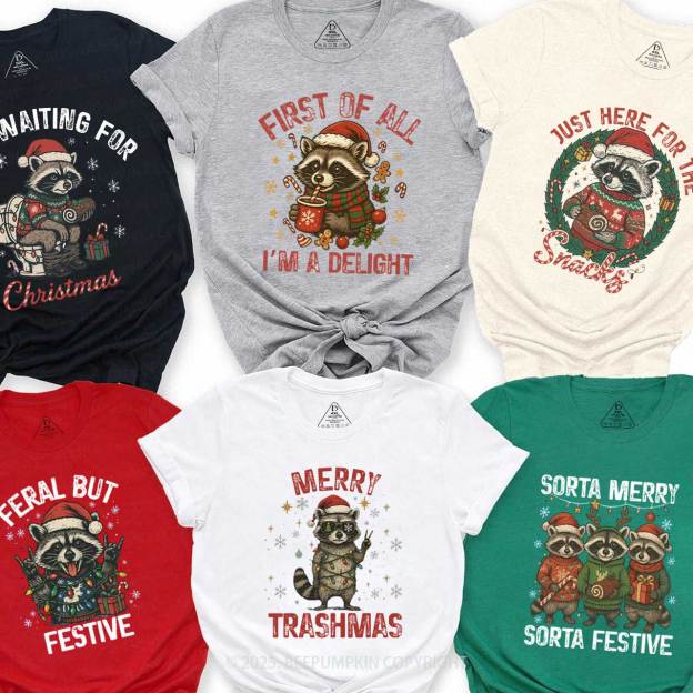 Personalized Christmas Raccoon Family Matching T-Shirts Beepumpkin