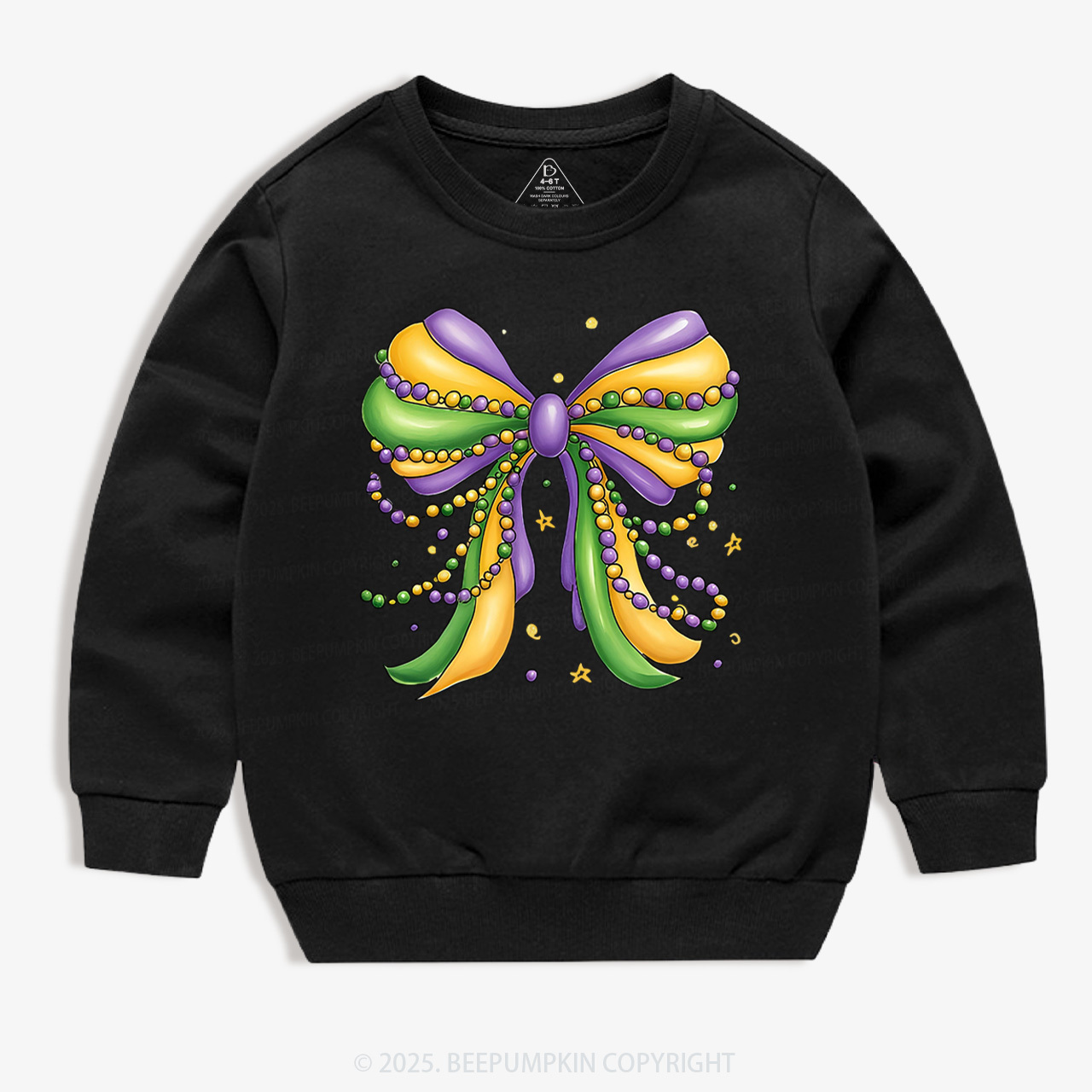 Mardi Gras Ribbon Bow Kid's Sweatshirt