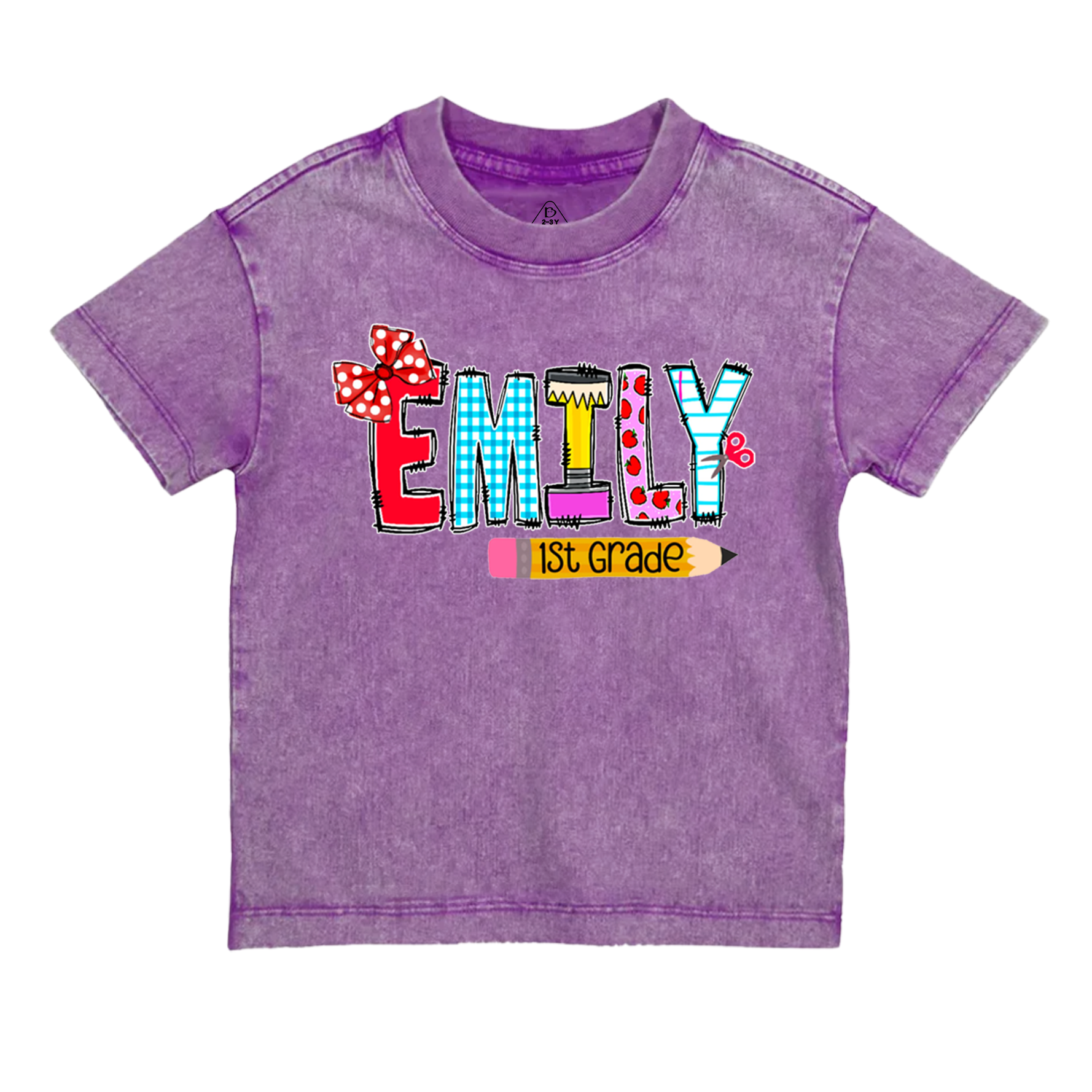 Personalized Name First Day Of School Toddler&Kids Washed Tees