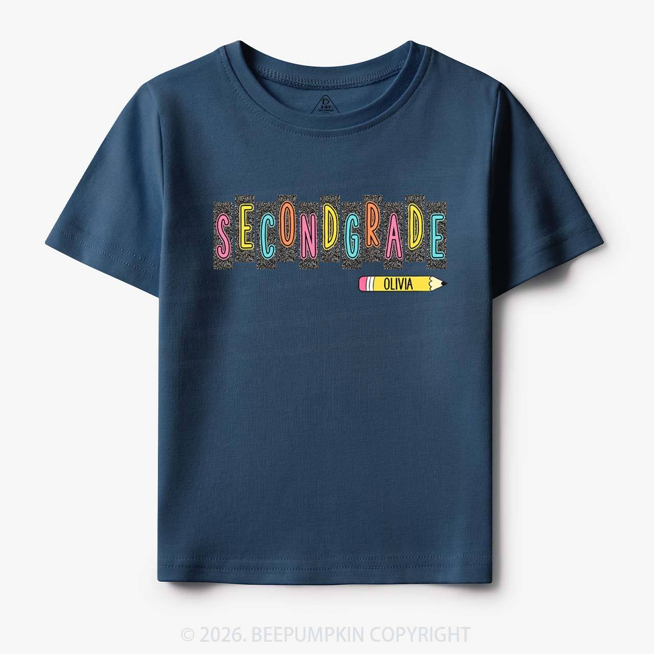 Personalized Name Preppy Daisy Floral Back to School Toddler&Kid's Tees