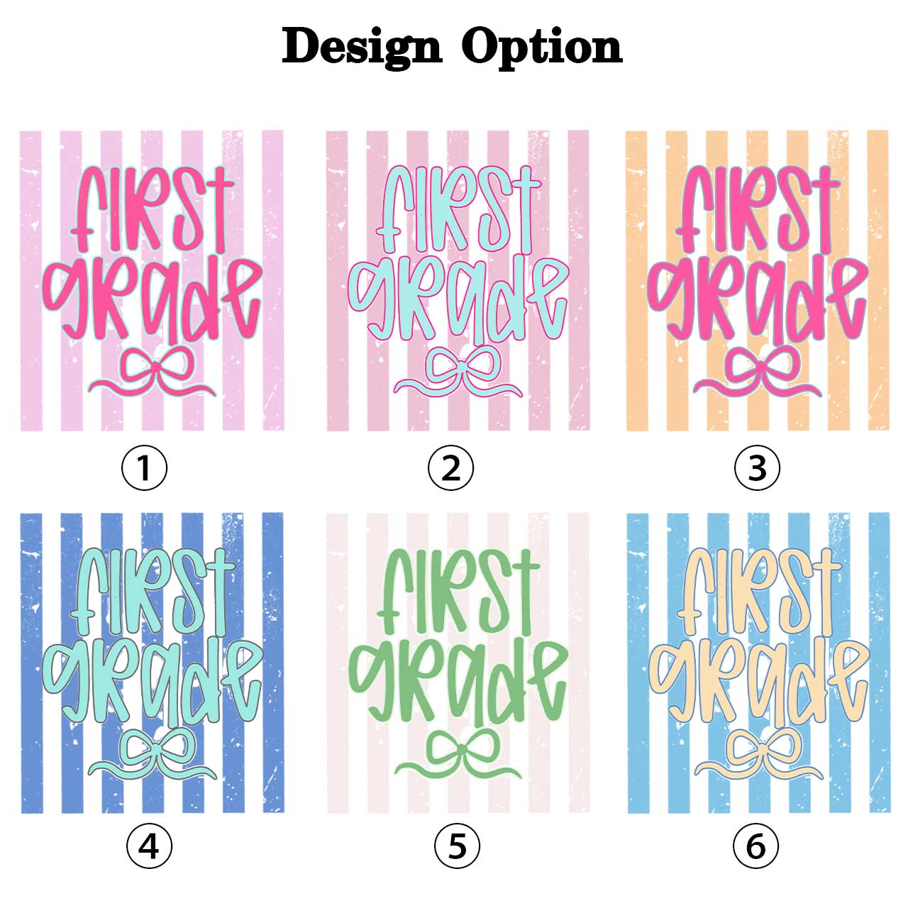 Colorful Stripes First Grade Cutie Bow Toddler&Kid's Tees