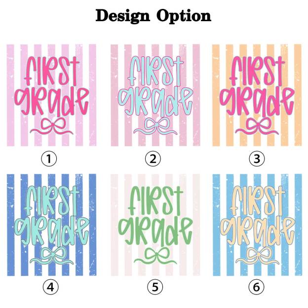 Colorful Stripes First Grade Cutie Bow Toddler&Kid's Tees
