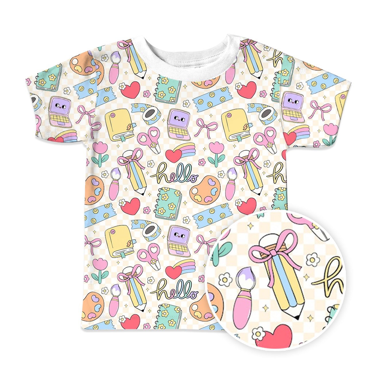 Hello, School All Over Print Kids Tees