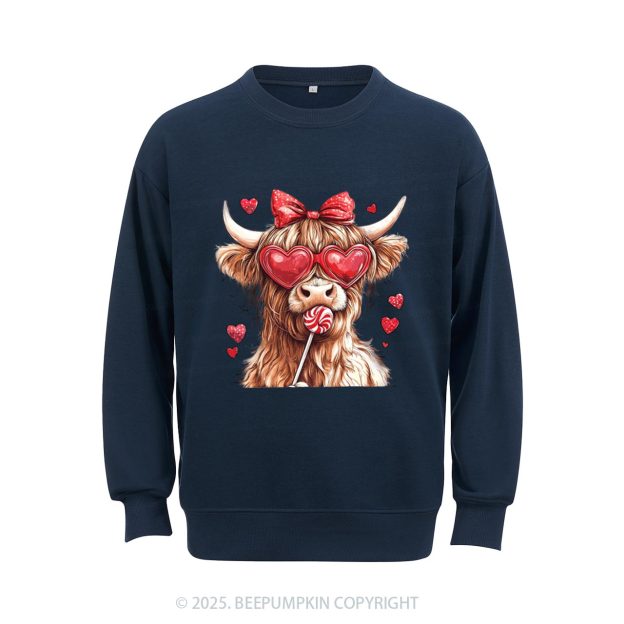Highland Cow Valentine's Day Aldult Sweatshirt