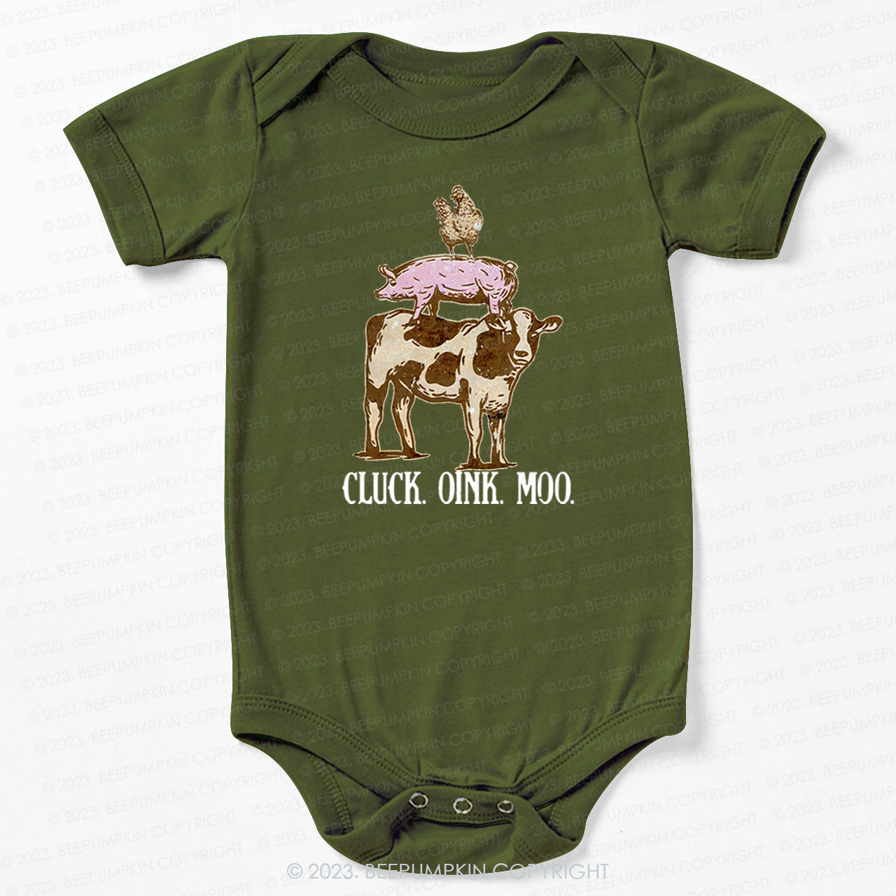 Cluck Oink Moo Retro Farm Bodysuit For Baby