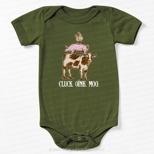 Cluck Oink Moo Retro Farm Bodysuit For Baby