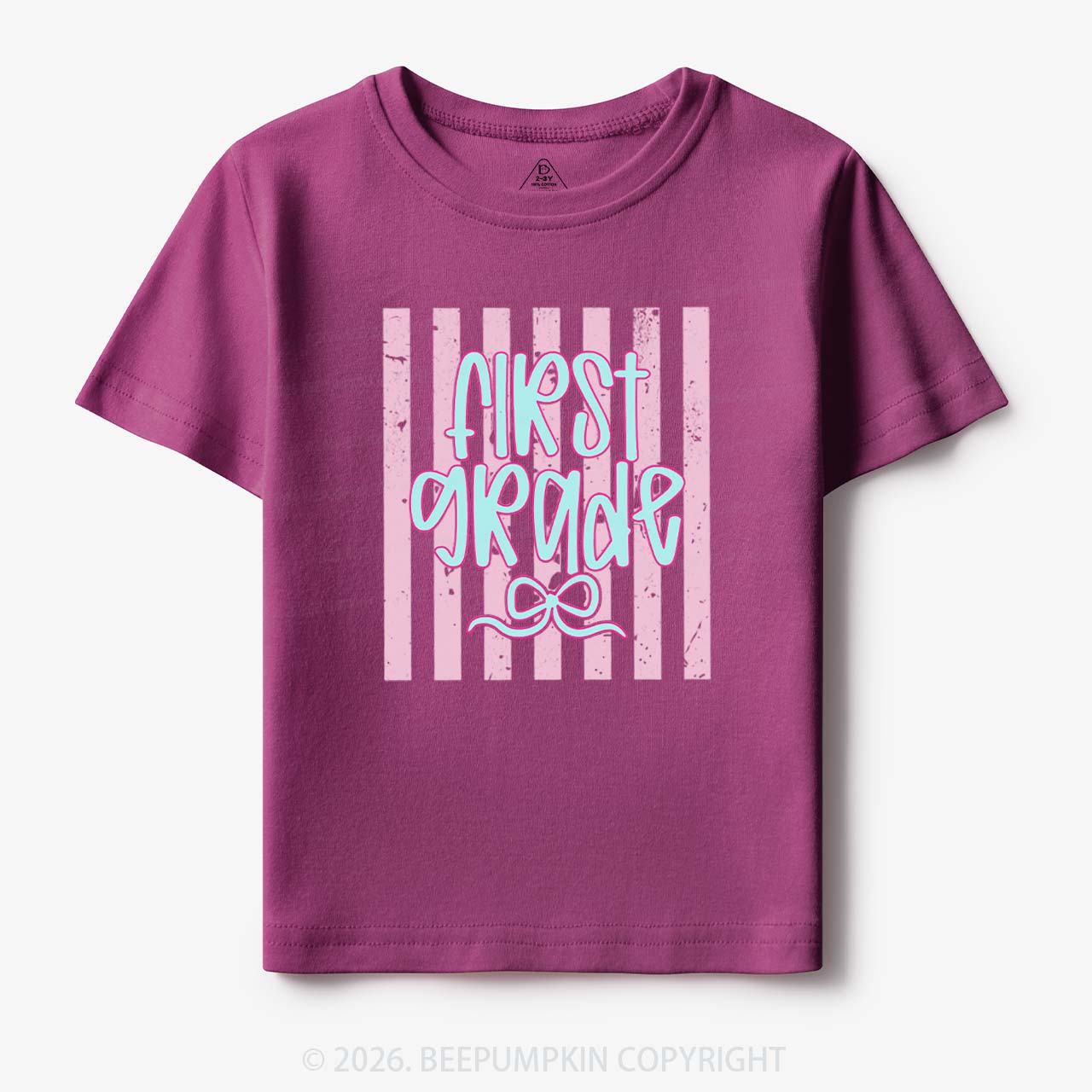 Colorful Stripes First Grade Cutie Bow Toddler&Kid's Tees