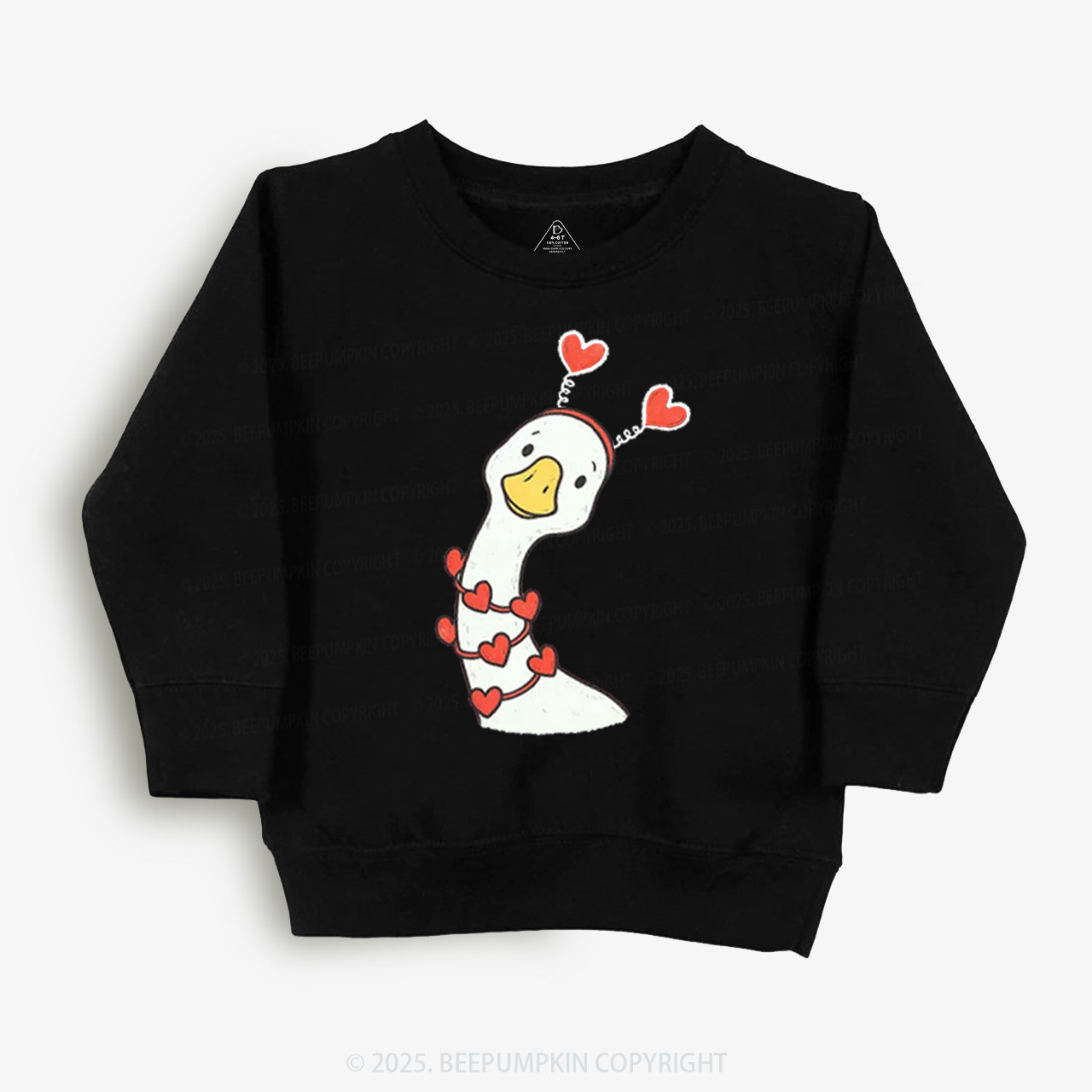 Pink Bow Preppy Goose Valentine Kid's Sweatshirt