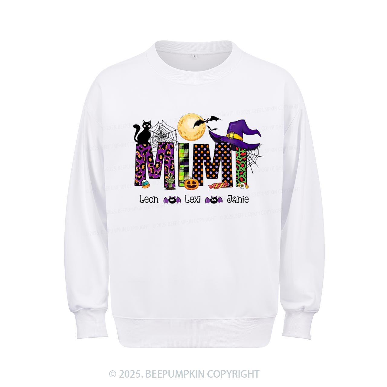 Personalized Mimi And Little Bat Halloween Sweatshirt Beepumpkin