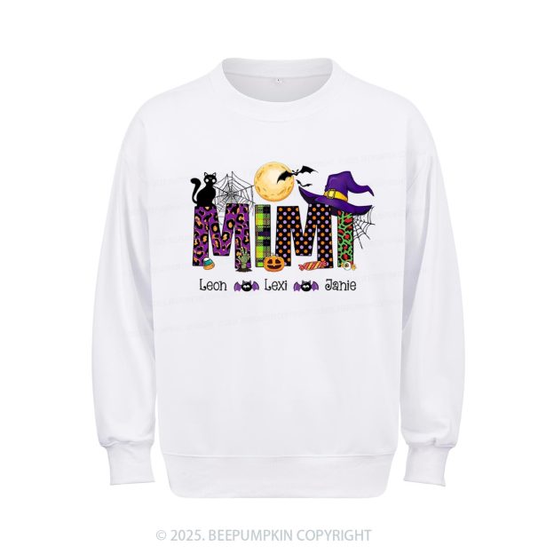 Personalized Mimi And Little Bat Halloween Sweatshirt Beepumpkin