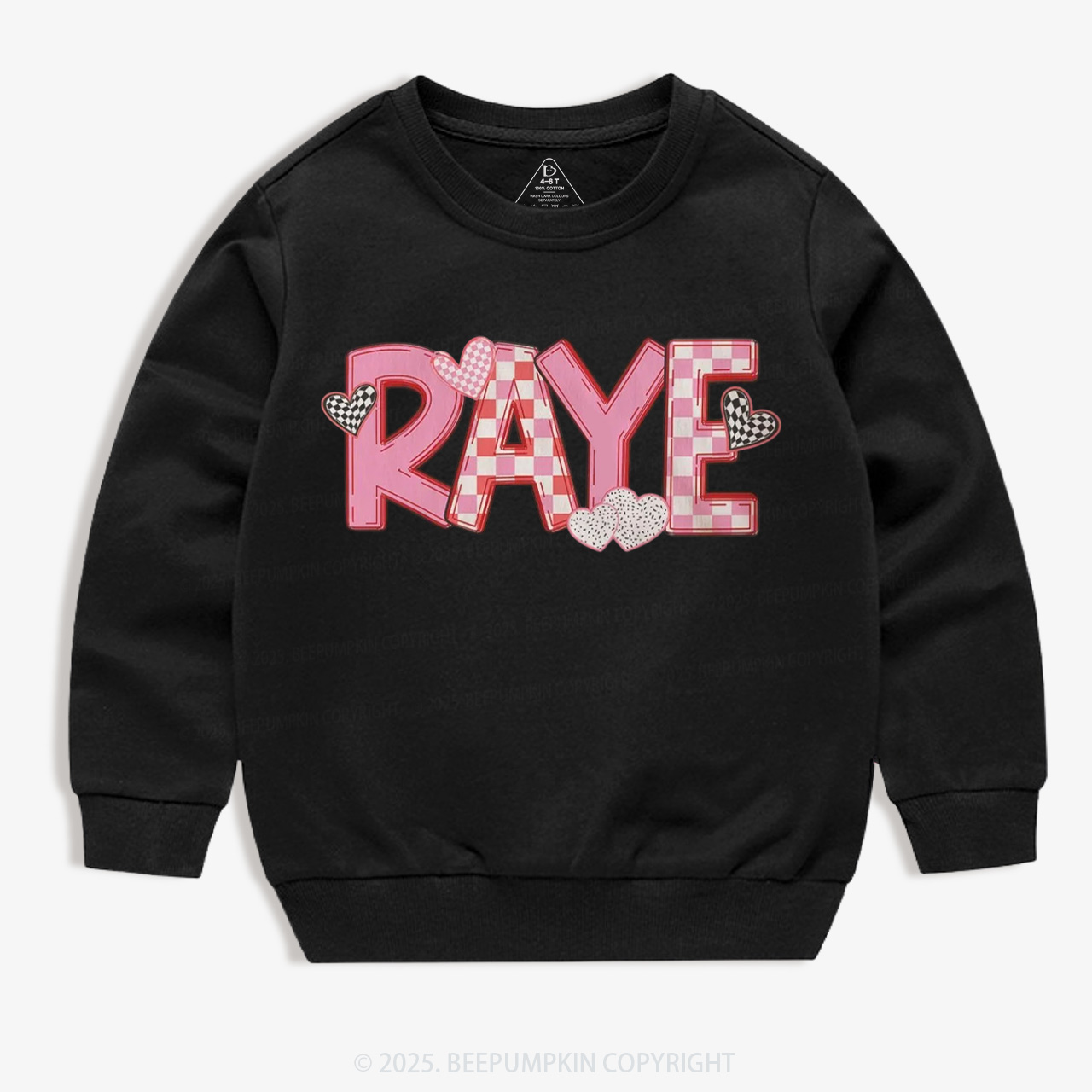 Personalized Heart Check Name Valentine's Day Kid's Sweatshirt