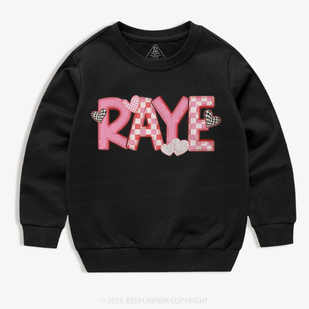 Personalized Heart Check Name Valentine's Day Kid's Sweatshirt