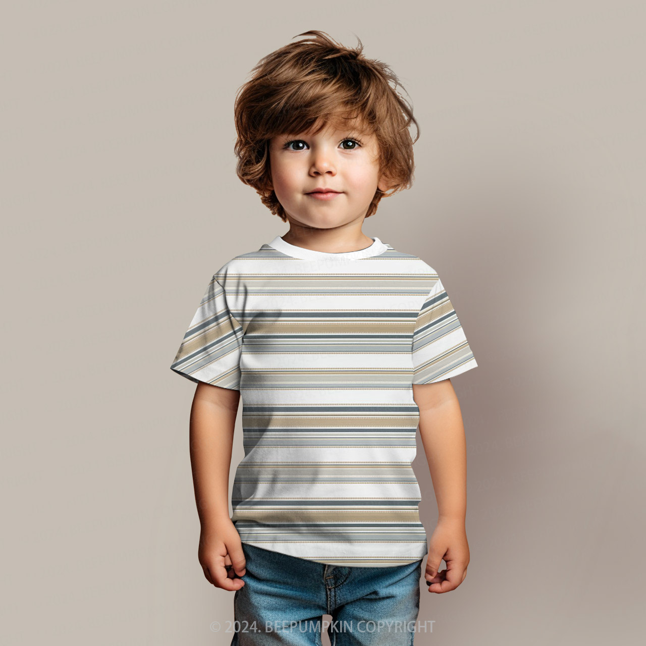  Vintage 90s Stripes All Over Print Kids Tees 