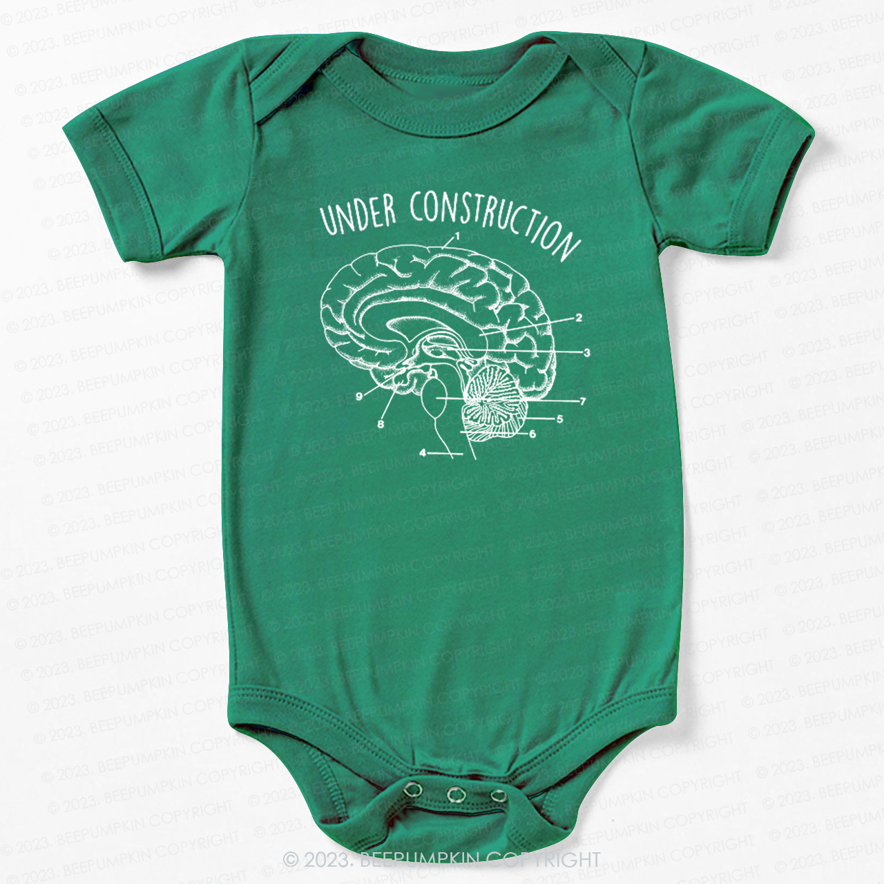 Under Construction Brain Diagram Bodysuit For Baby