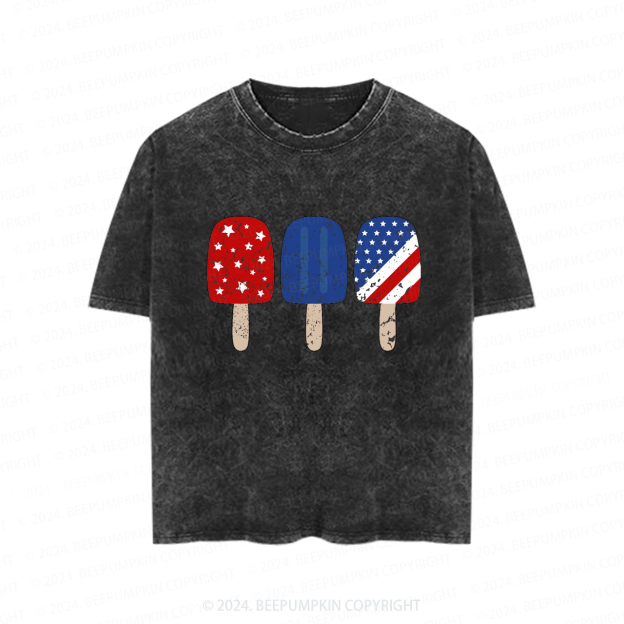 Patriotic Popsicles Memorial Day Toddler&Kids Washed Tees          