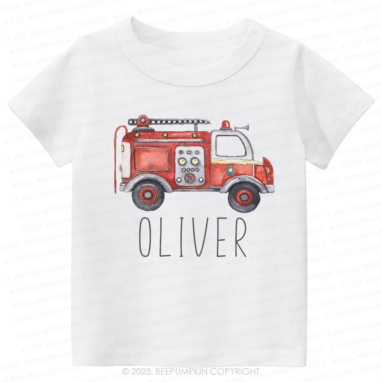 Cute Personalized Fire Truck -Toddler Tees