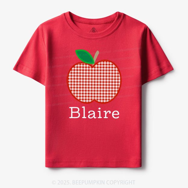 Personalized Red Apple Toddler&Kid's Tees Beepumpkin