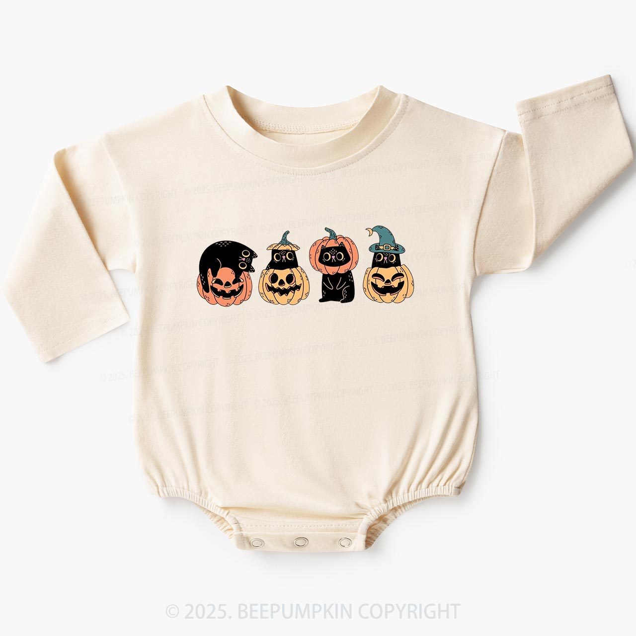 Halloween Cat & Pumpkin Baby Bubble Romper Beepumpkin