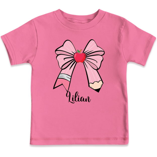 Personalized Bow Name Back To School Toddler&Kid's Tees Beepumpkin 
