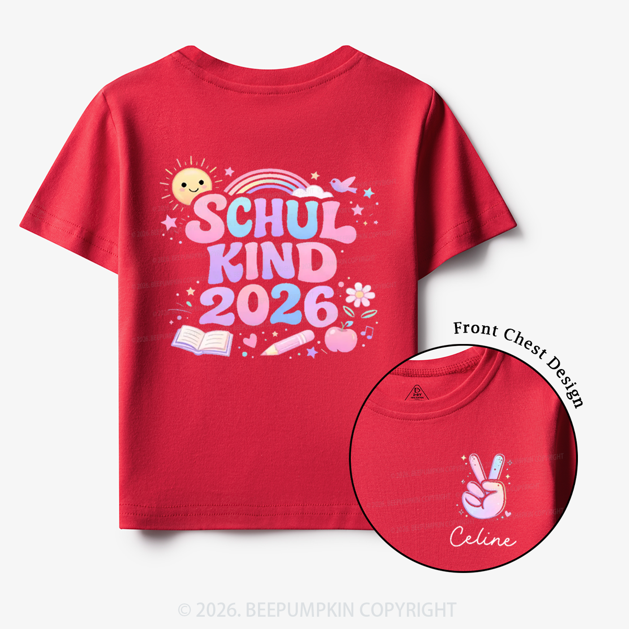 Personalized School Kid 2026 Peace & Sunshine Toddler&Kid's Shirts