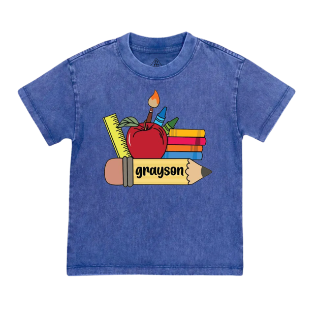 Personalized Name School Supplies  Toddler&Kids Washed Tees