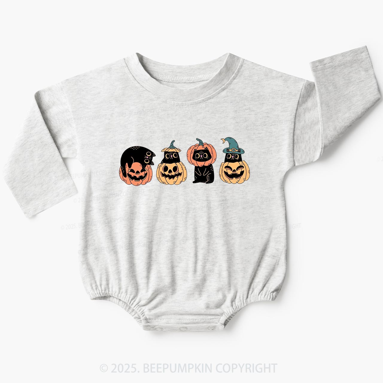 Halloween Cat & Pumpkin Baby Bubble Romper Beepumpkin