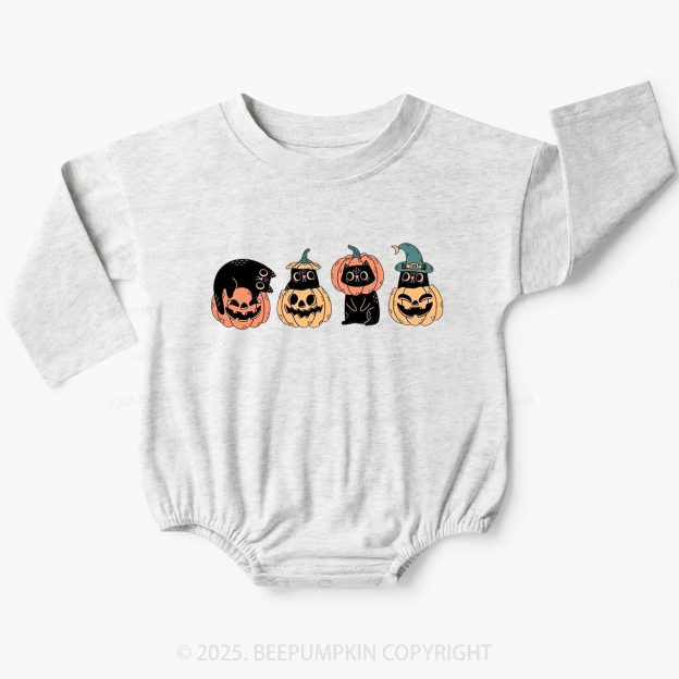 Halloween Cat & Pumpkin Baby Bubble Romper Beepumpkin