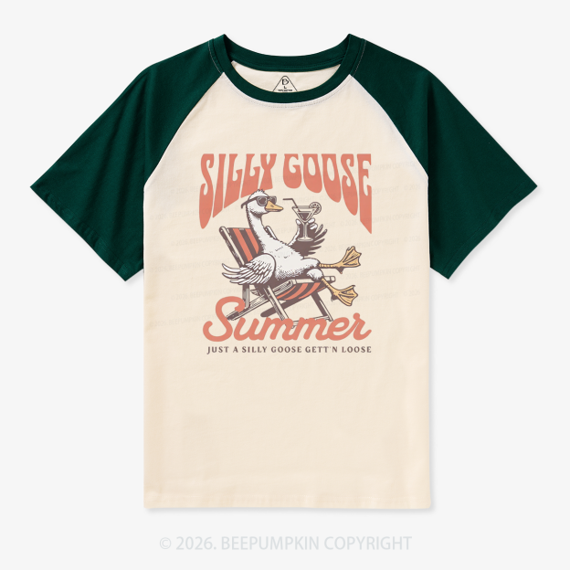 Retro Beachy Silly Goose Summer Raglan T-Shirt