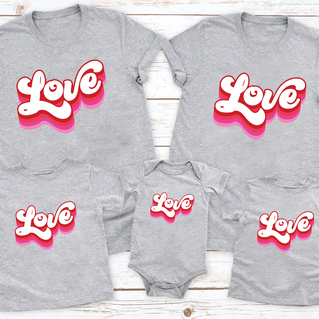 Retro Love Valentine Day Matching Shirts