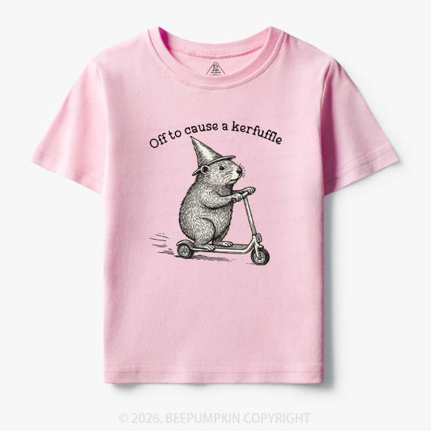 Off To Cause A Kerfuffle Groundhog Scooter Toddler&Kid's Tees