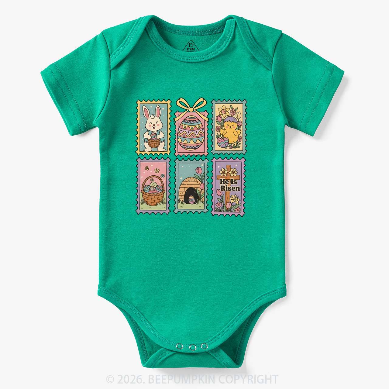 He Is Risen Easter Stamp Baby Bodysuit